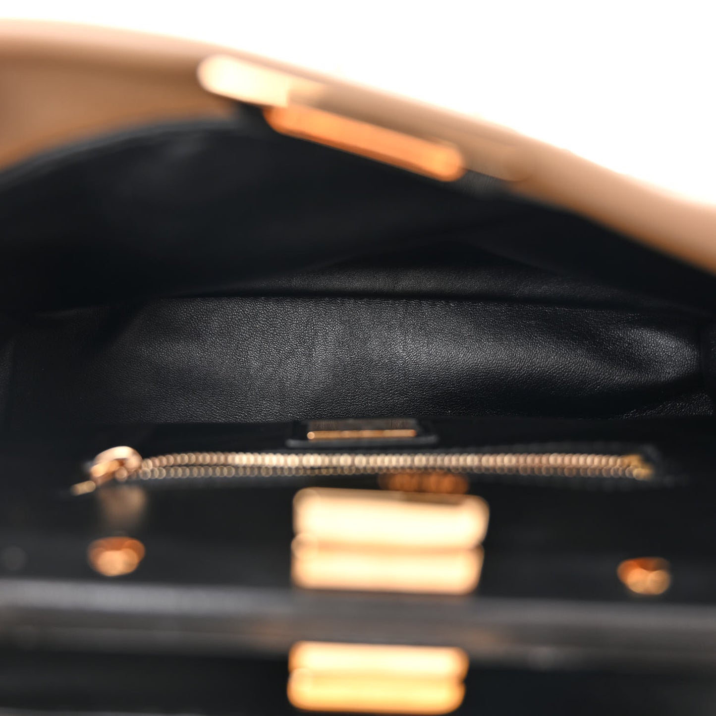 Vitello Catalan Mirror Sequin FF 1974 Embroidered Mini Peekaboo Iconic Satchel Tobacco Moro Sand Black