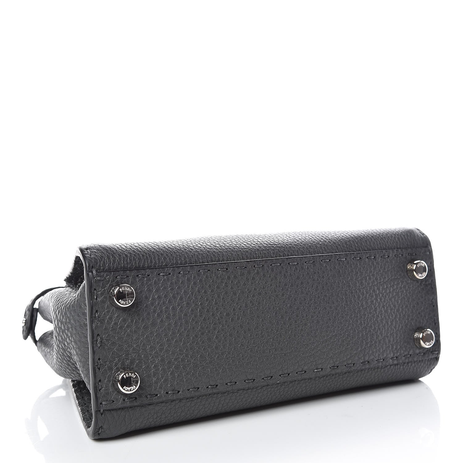 Fendi Cuoio Romano Selleria Bi-Color Mini Peekaboo Iconic Satchel Asfalto Latte 5 of 11