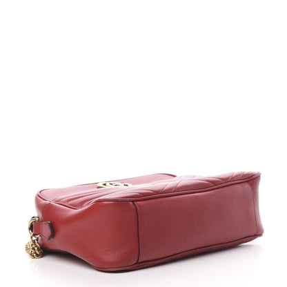 Gucci Calfskin Matelasse Medium GG Marmont Chain Shoulder Bag Hibiscus Red 4 of 19