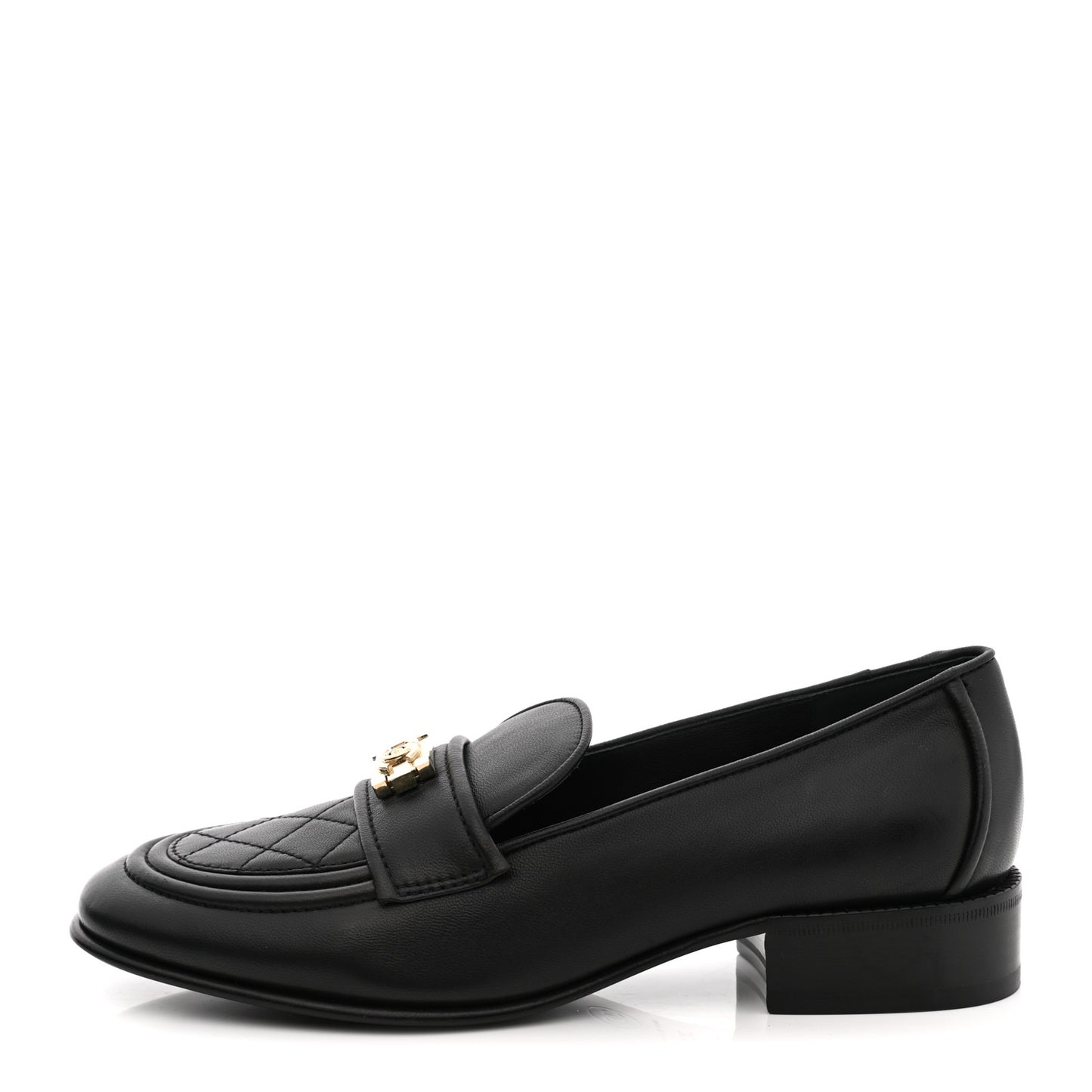Lambskin Quilted Boy Loafers 36.5 Black