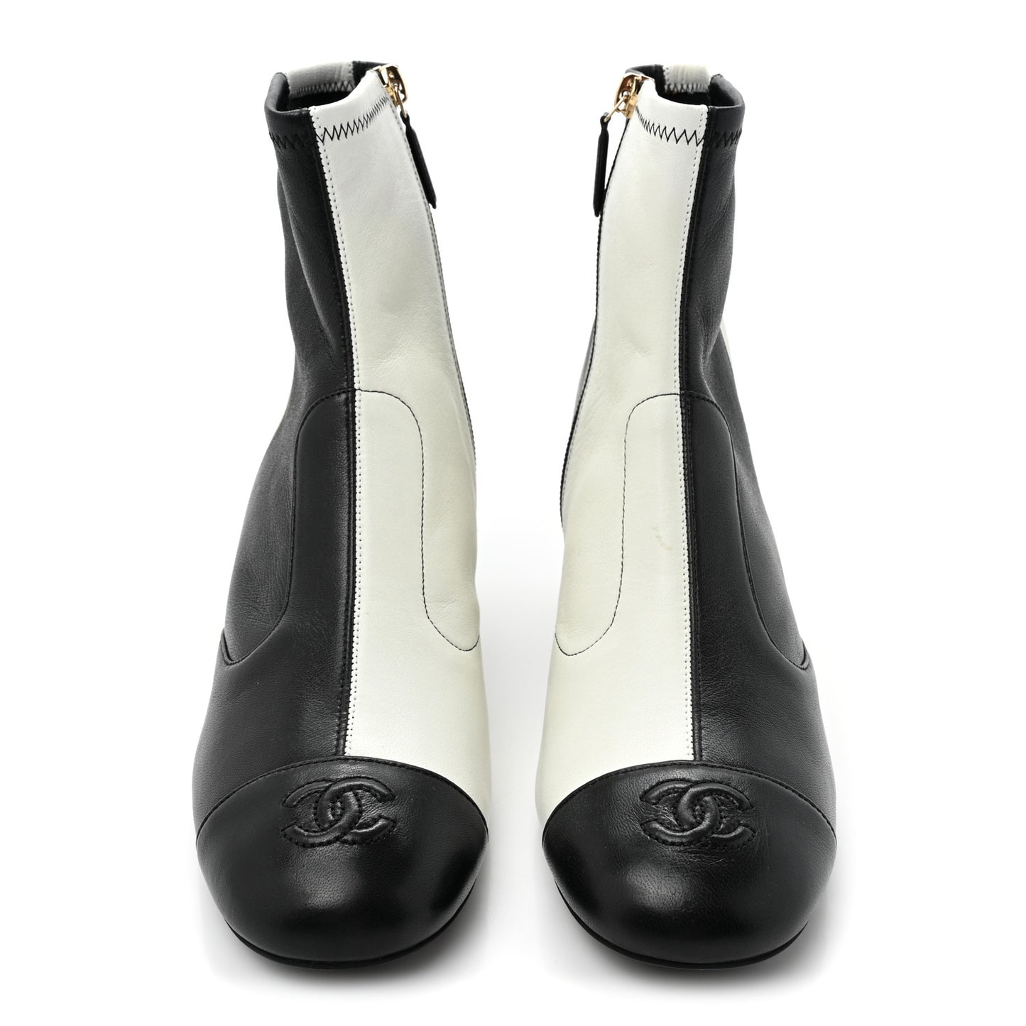 Lambskin Ankle Boots 40 Ivory Black