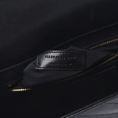 Saint Laurent Grain De Poudre Matelasse Chevron Large Monogram Satchel Black 7 of 10