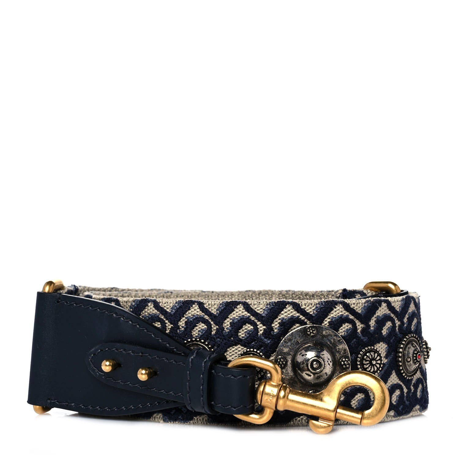 Christian Dior Oblique Studded Shoulder Strap Blue 1 of 6
