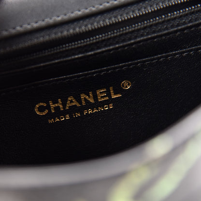 Chanel Calfskin Crocodile Embossed Graffiti 2.55 Mini Cocodile Reissue Flap Black Pink 8 of 10