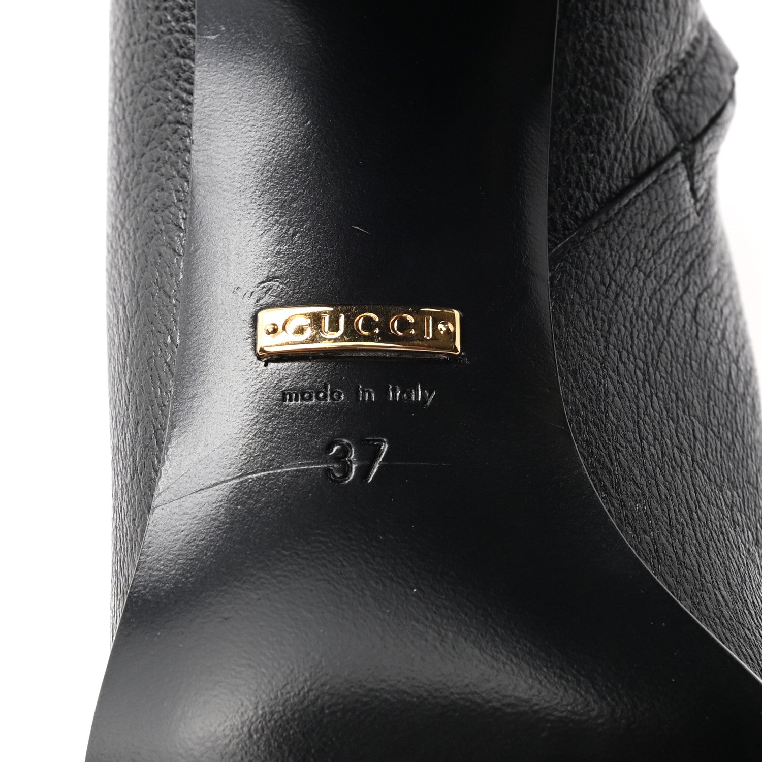 Gucci Calfskin Wrinkled Kid Diagonal Striped Zumi Knee Boots 37 Black Beige Romantic Cherry 6 of 10