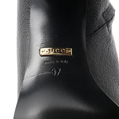 Gucci Calfskin Wrinkled Kid Diagonal Striped Zumi Knee Boots 37 Black Beige Romantic Cherry 6 of 10