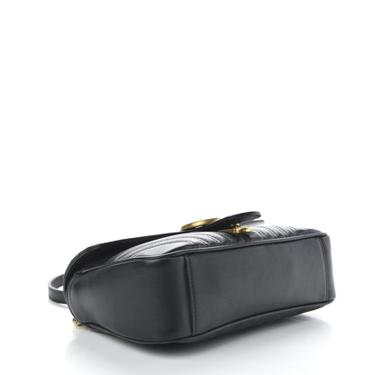 Gucci Calfskin Matelasse Small GG Marmont Shoulder Bag Black 4 of 10