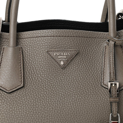 Prada Vitello Daino Small Double Bag Argilla Black 7 of 9