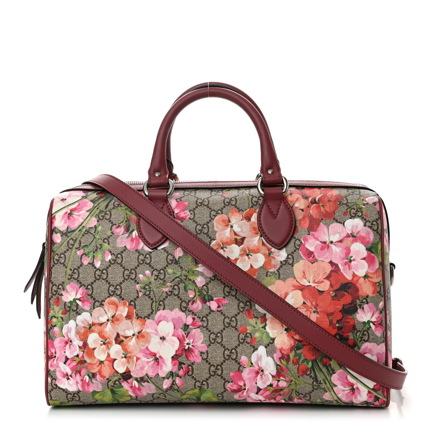 Gucci GG Supreme Monogram Blooms Medium Boston Beige Multicolor Dry Rose 1 of 11
