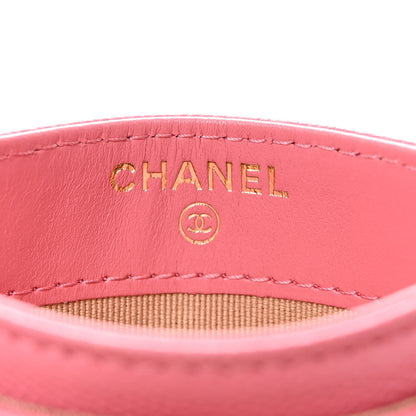Chanel Caviar Quilted Textured CC Card Holder Pink 6 of 8