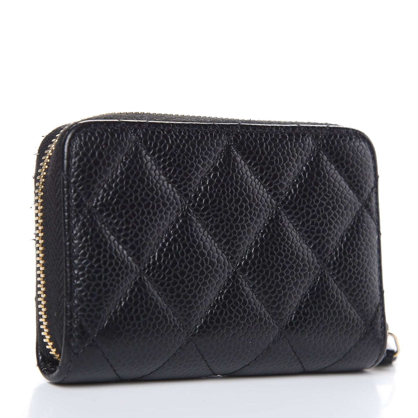 Caviar Quilted Zip Coin Purse Black