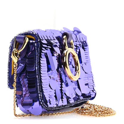 Fendi Sequin Paillettes Shiny Nappa Sex and the City Nano Maxi Buckle Baguette Charm Viola Purple 3 of 10