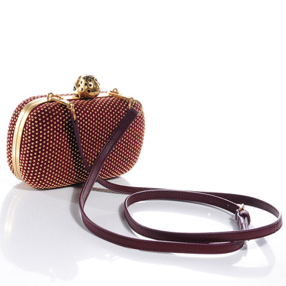 Alexander McQueen Studded Suede Skull Box Clutch Red 3 of 7