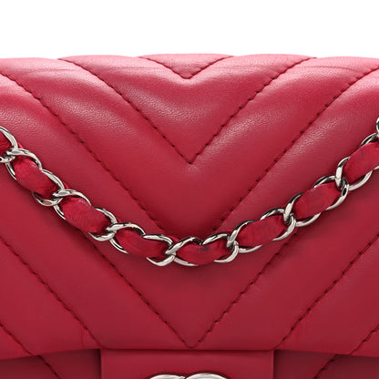 Chanel Lambskin Chevron Quilted Medium Single Flap Dark Pink 8 of 10