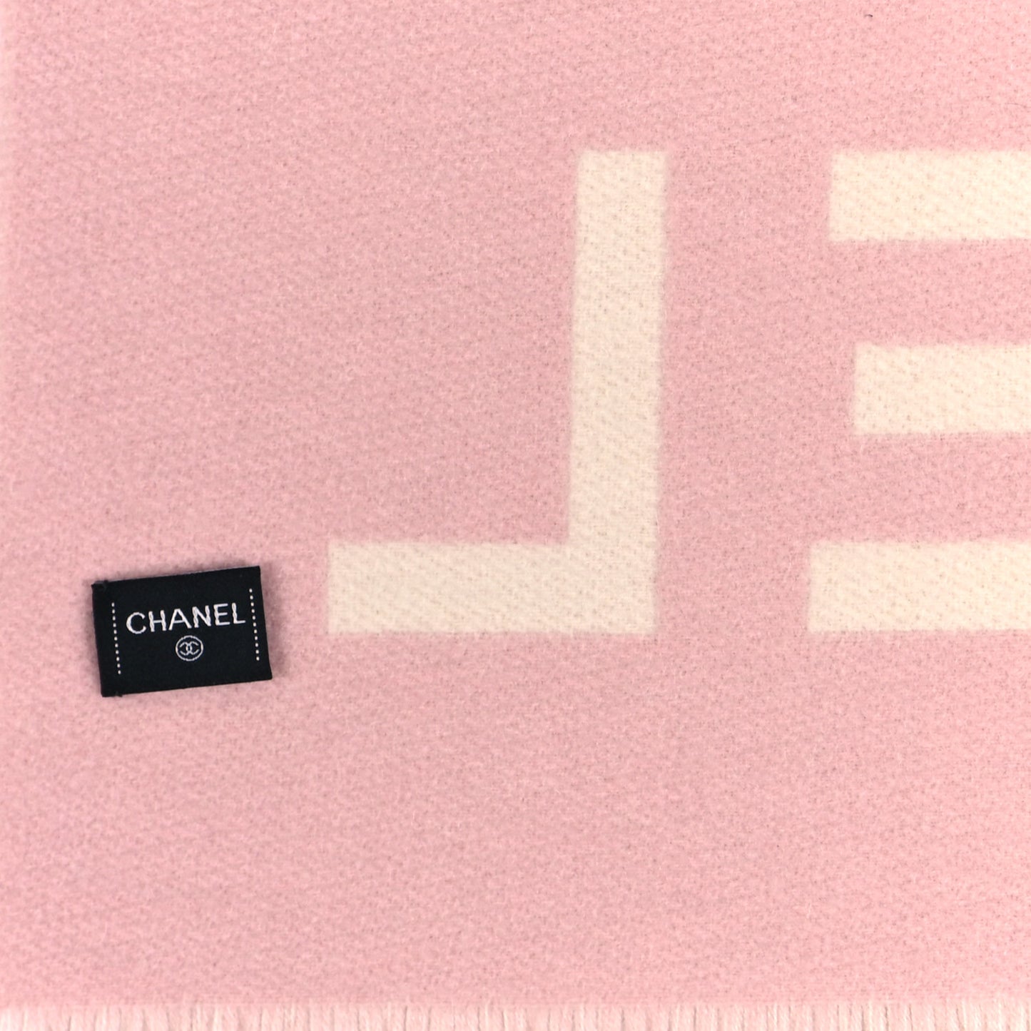 Cashmere CC Fringe Stole Pink White