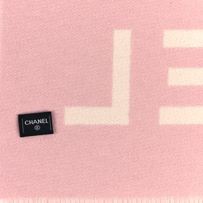 Chanel Cashmere CC Fringe Stole Pink White 3 of 4