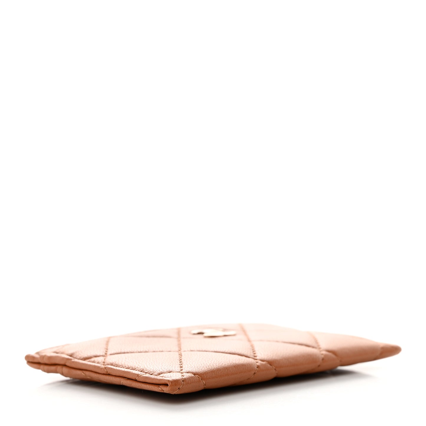 Lambskin Quilted Card Holder Camel