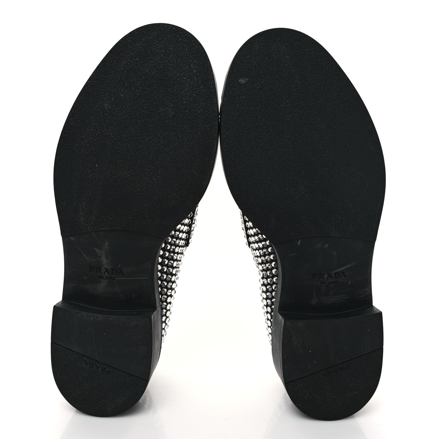 Satin Crystal Metal Triangle Logo 50mm Loafers 38 Cristal