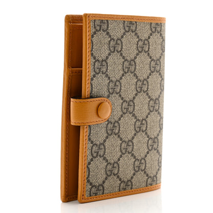 Gucci GG Supreme Monogram Textured Calfskin Retro Interlocking G Passport Case Beige Yellow 3 of 8
