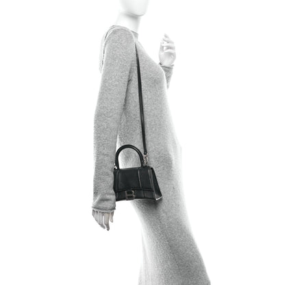 Balenciaga Grained Calfskin Hourglass Top Handle Bag XS Black 2 of 11