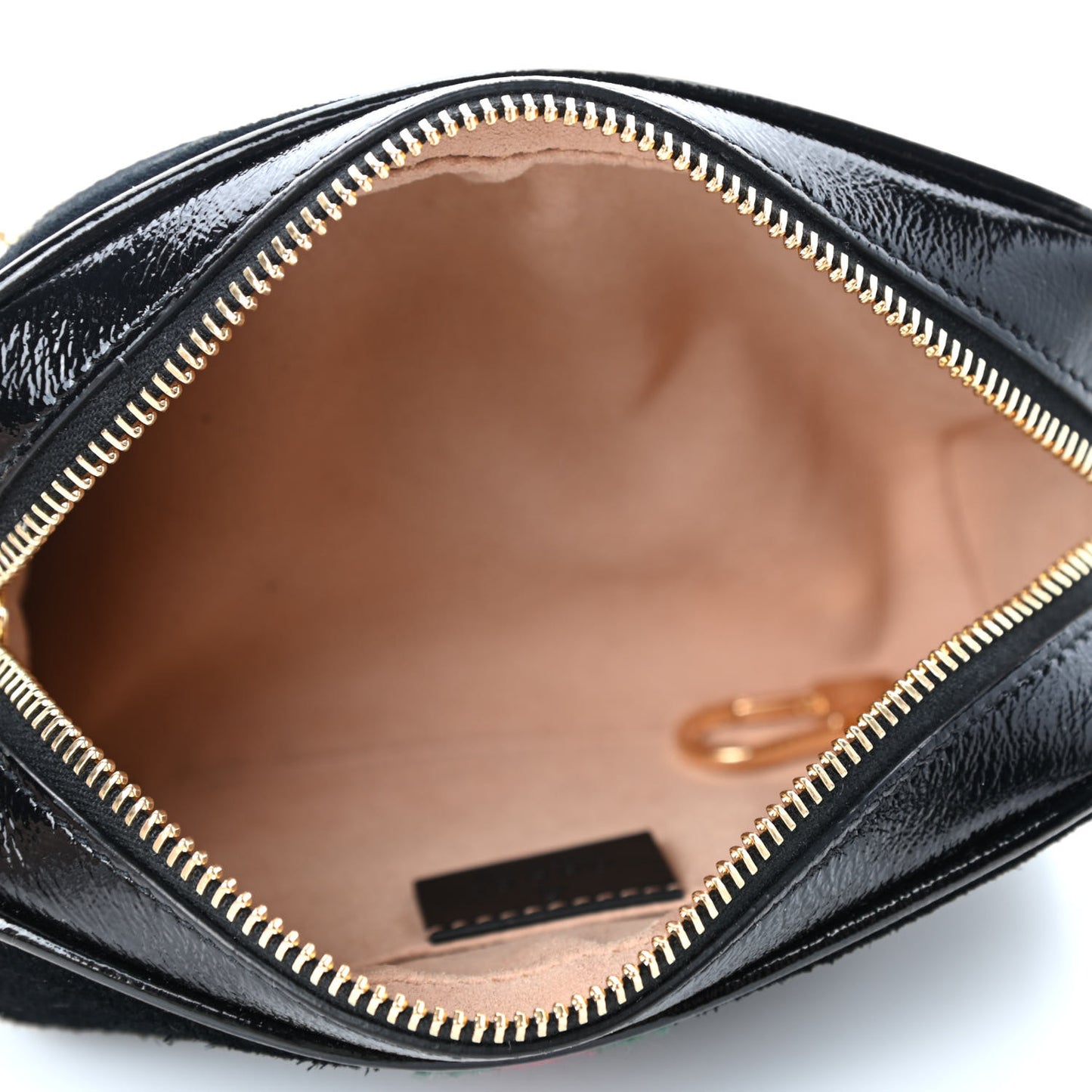 Suede Patent Web Mini Ophidia Shoulder Bag Black