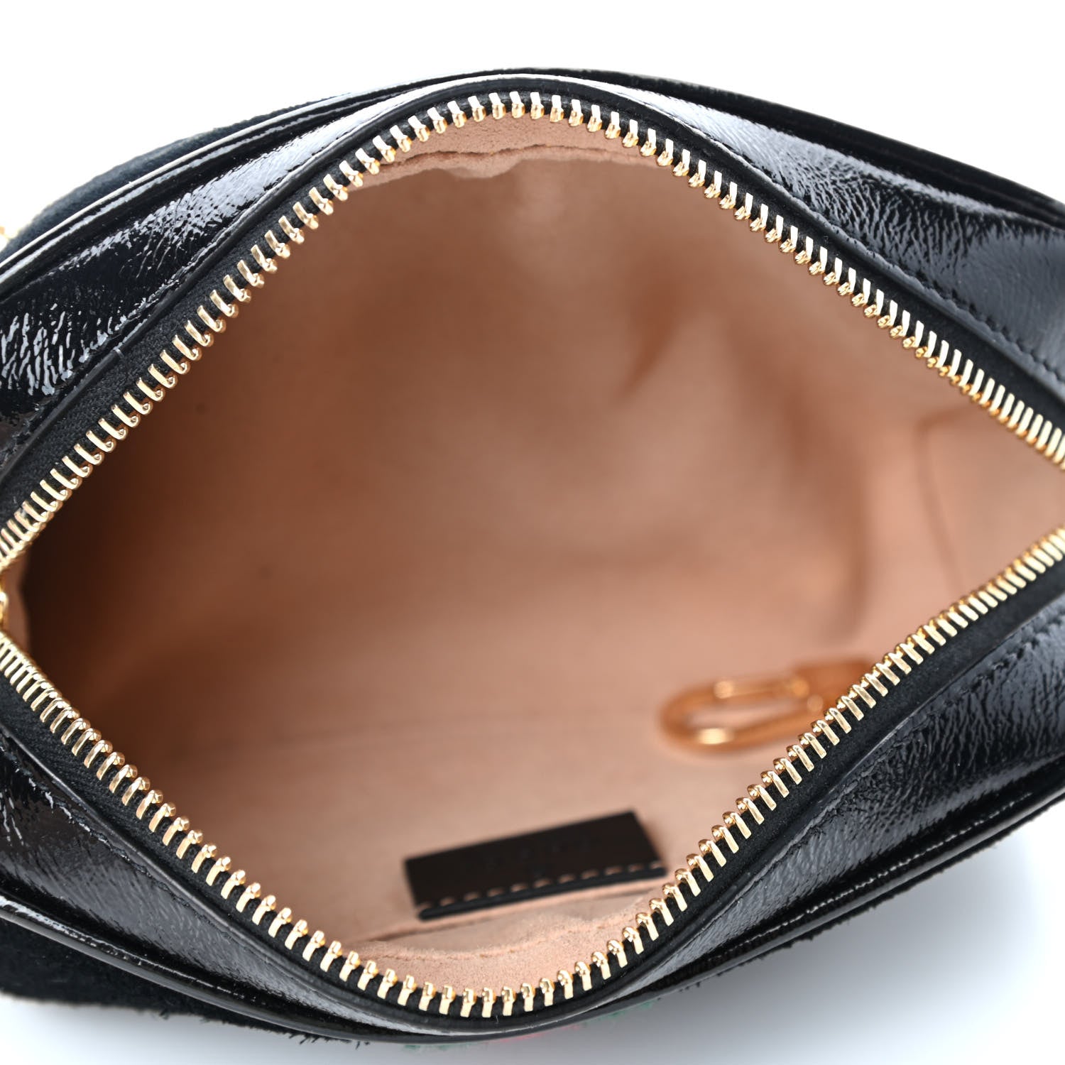 Gucci Suede Patent Web Mini Ophidia Shoulder Bag Black 4 of 5