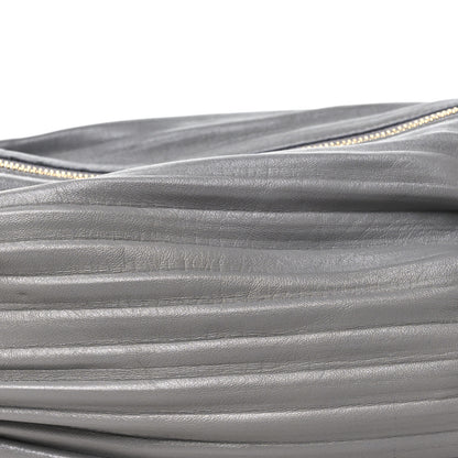 Loewe Lambskin Pleated Bracelet Pouch Shoulder Bag Asphalt Grey 7 of 9