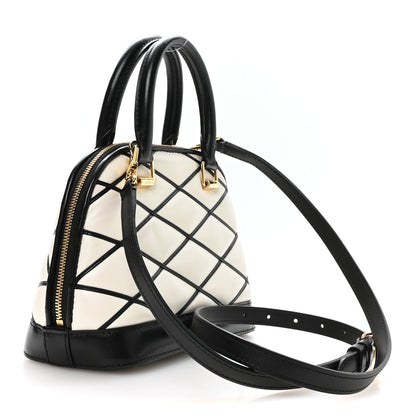 Louis Vuitton Lambskin Malletage Alma BB Black White 3 of 10