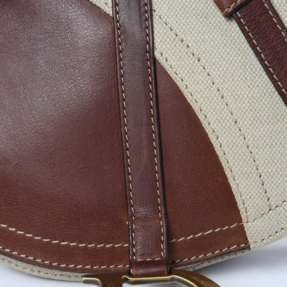Christian Dior Calfskin Canvas Saddle Bag Beige 12 of 20