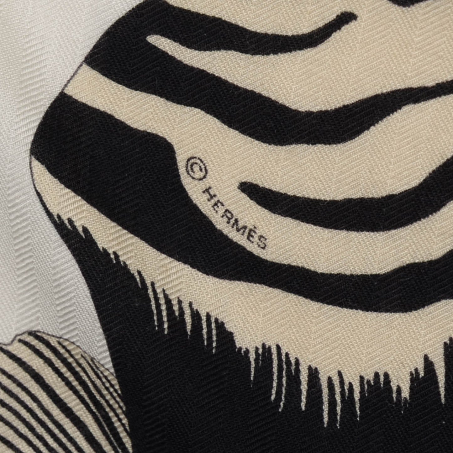 Cashmere Silk Zebra Pegasus Shawl 140 White Black Naturel