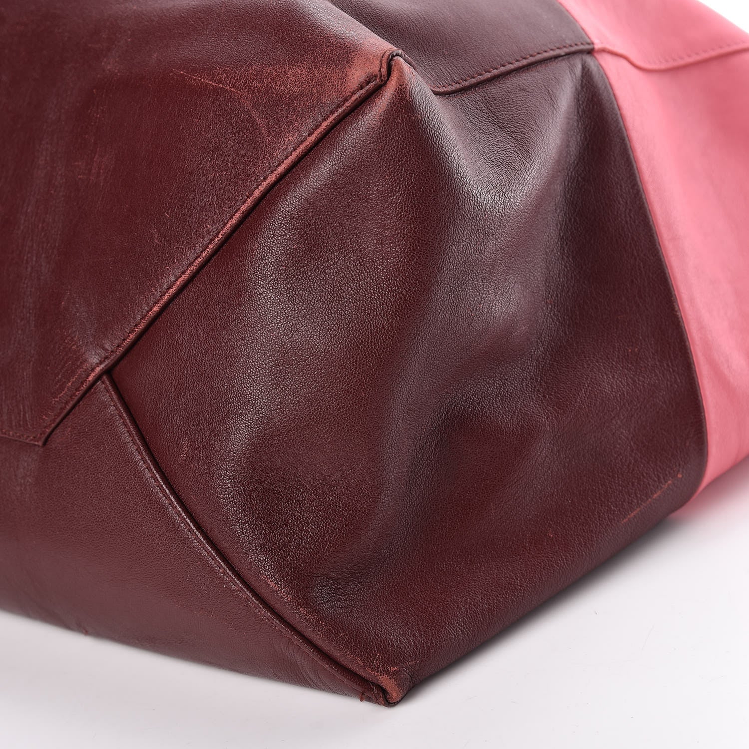 Celine Lambskin Horizontal Bi-Color Cabas Pink Rust 10 of 16