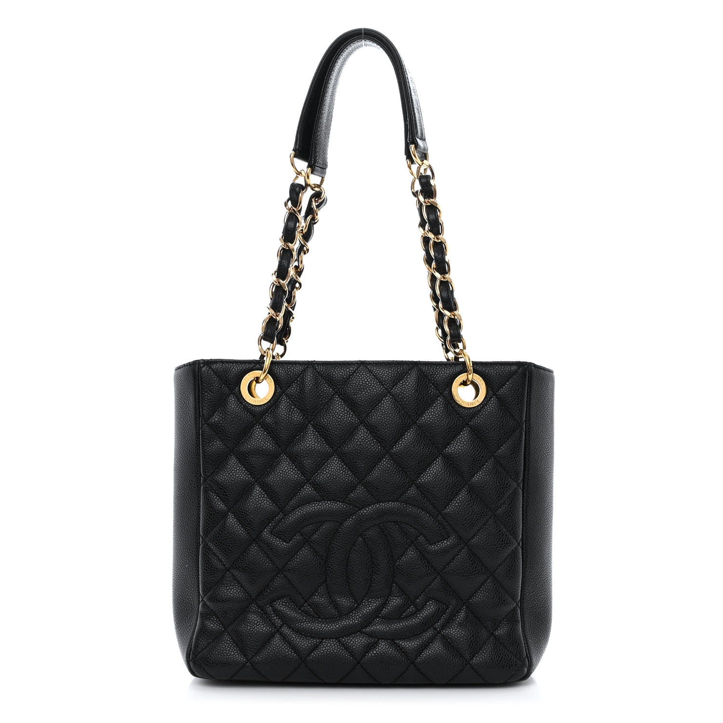 Caviar Quilted Petit Shopping Tote PST Black