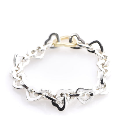 Tiffany Sterling Silver 18K Yellow Gold Heart Links Bracelet 3 of 6