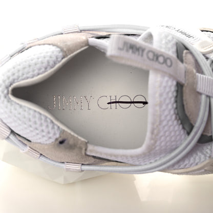 Jimmy Choo Calfskin Mesh Diamond F Low Top Sneaker 40.5 White Beige 7 of 9