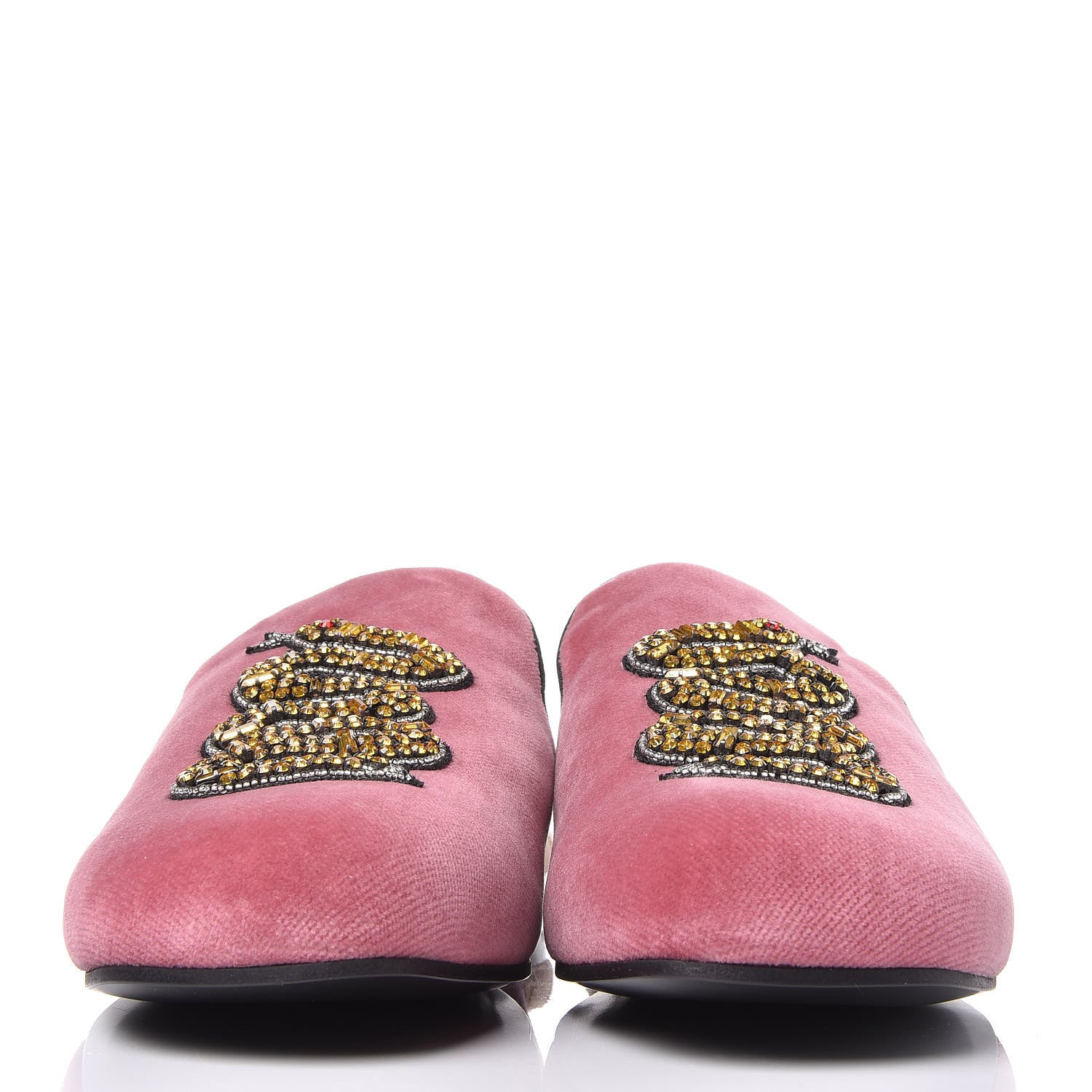 Gucci Velvet Embellished Evening Slippers 36 Tibet Red 2 of 8