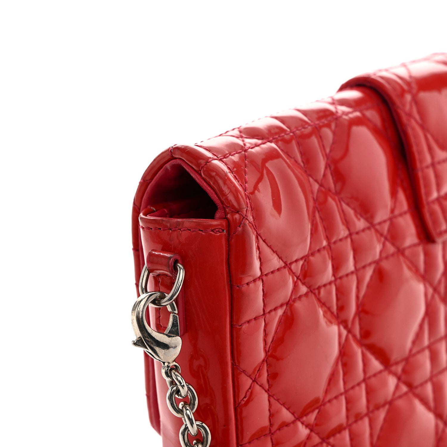 Christian Dior Patent Cannage New Lock Pouch Red 1873378