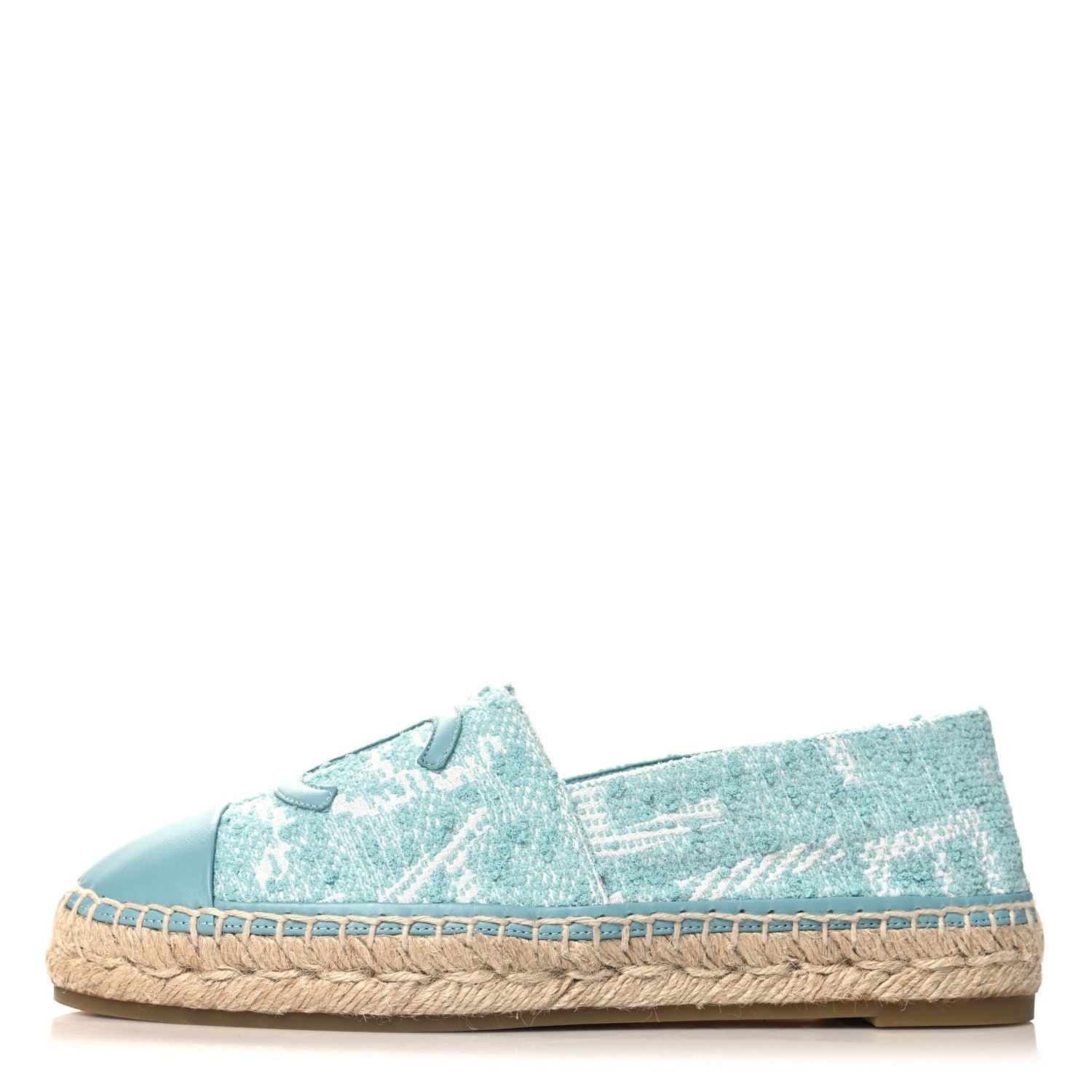 Chanel Mixed Fibers Jacquard Lambskin CC Espadrilles 41 Turquoise White 1 of 11
