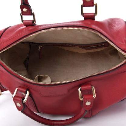 Gucci Calfskin Microguccissima Trim Medium Boston Raspberry Red 5 of 10