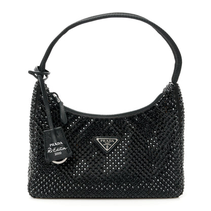 Prada Satin Crystal Mini Re-Edition 2000 Bag Black 1 of 11