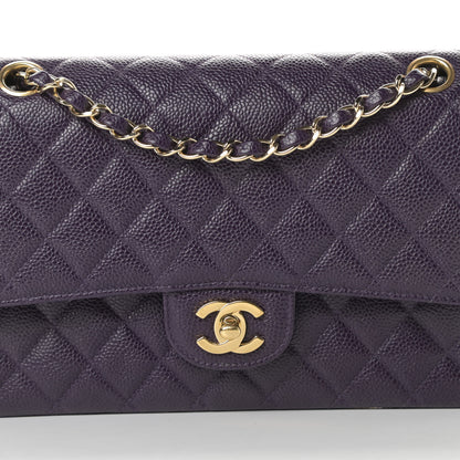 Chanel Caviar Quilted Medium Double Flap Dark Purple 8 of 16