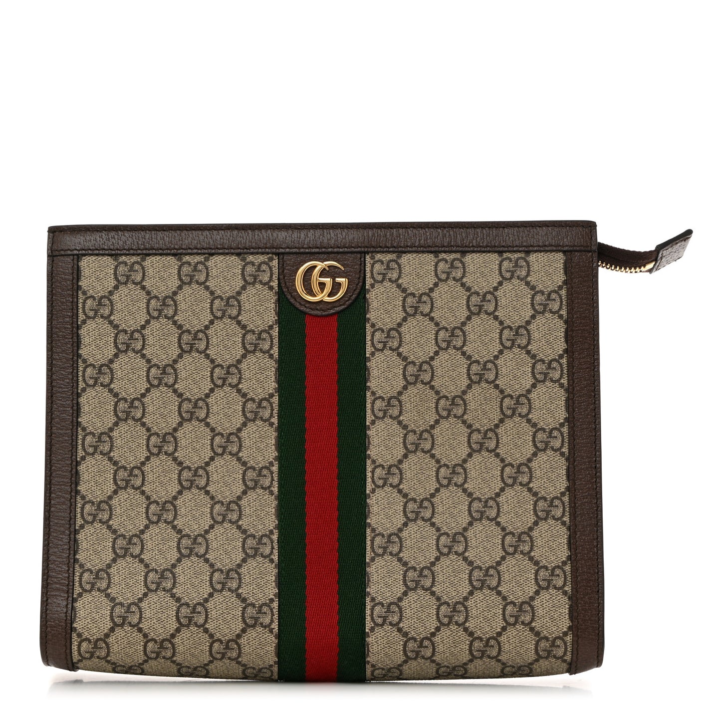 GG Supreme Monogram Web Ophidia Pouch Brown