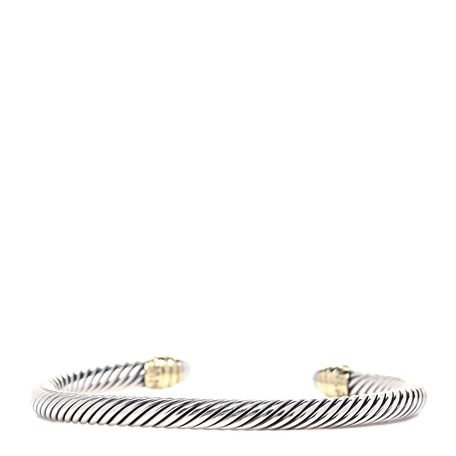 David Yurman Sterling Silver 14K Yellow Gold Pearl 5mm Cable Classics Petite Color Bracelet 3 of 4
