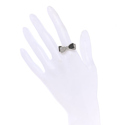 Chanel Crystal CC Bow Ring 7 Black Silver 2 of 4