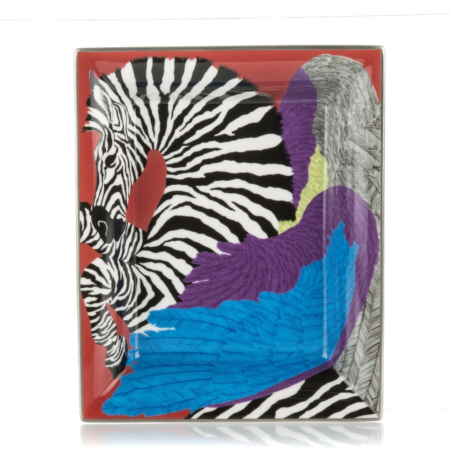 Porcelain Zebra Pegasus Change Tray Bougainvillea
