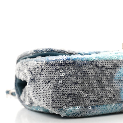 Chanel Sequin Mini Waterfall Flap Light Blue 9 of 10