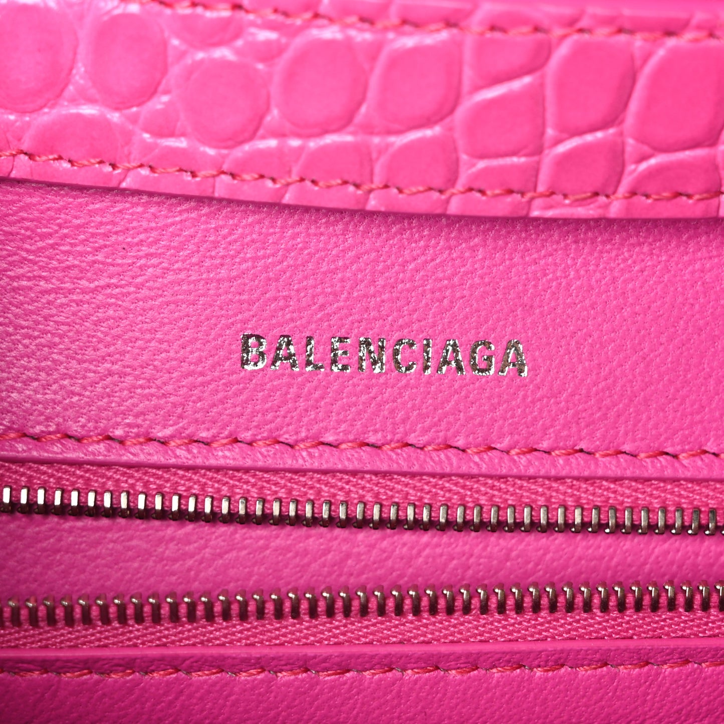 Shiny Calfskin Crocodile Embossed Small Hourglass Sling Shoulder Bag Fuchsia