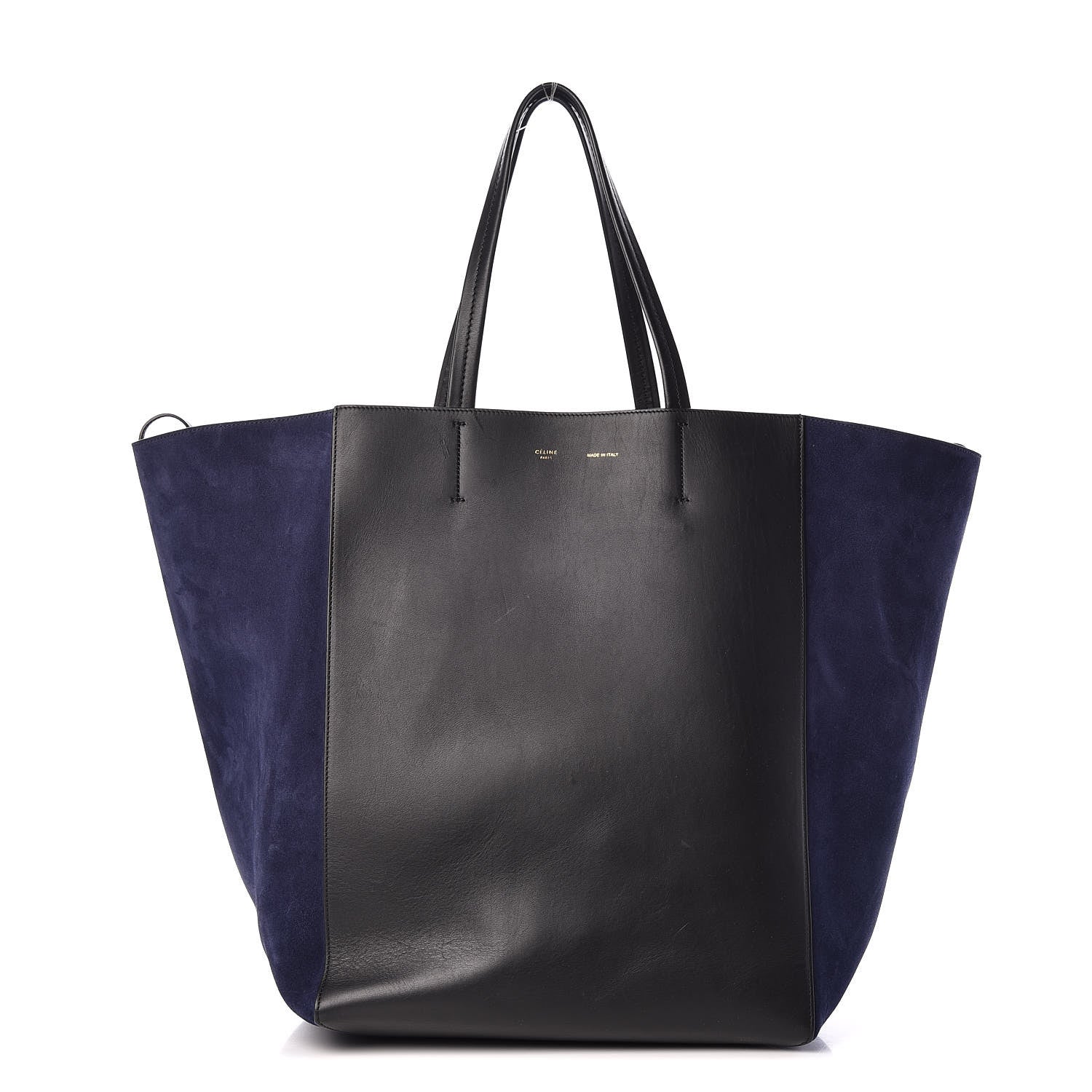Celine Smooth Calfskin Suede Large Phantom Luggage Bi-Cabas Black Navy 1 of 10