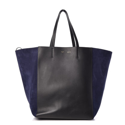 Celine Smooth Calfskin Suede Large Phantom Luggage Bi-Cabas Black Navy 1 of 10