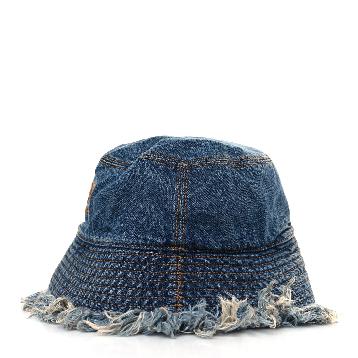 Fendi Denim Frayed Logo Embroidered Bucket Hat M Blue 3 of 7