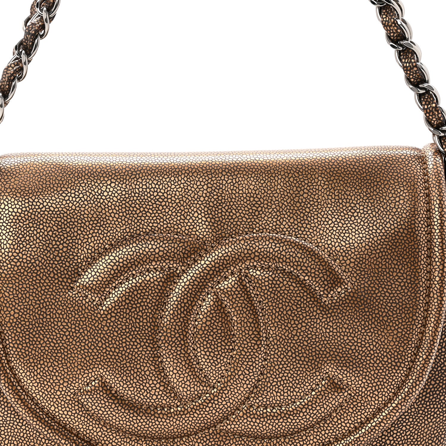 Chanel Metallic Caviar Half Moon Large Flap Bronze 8 of 11